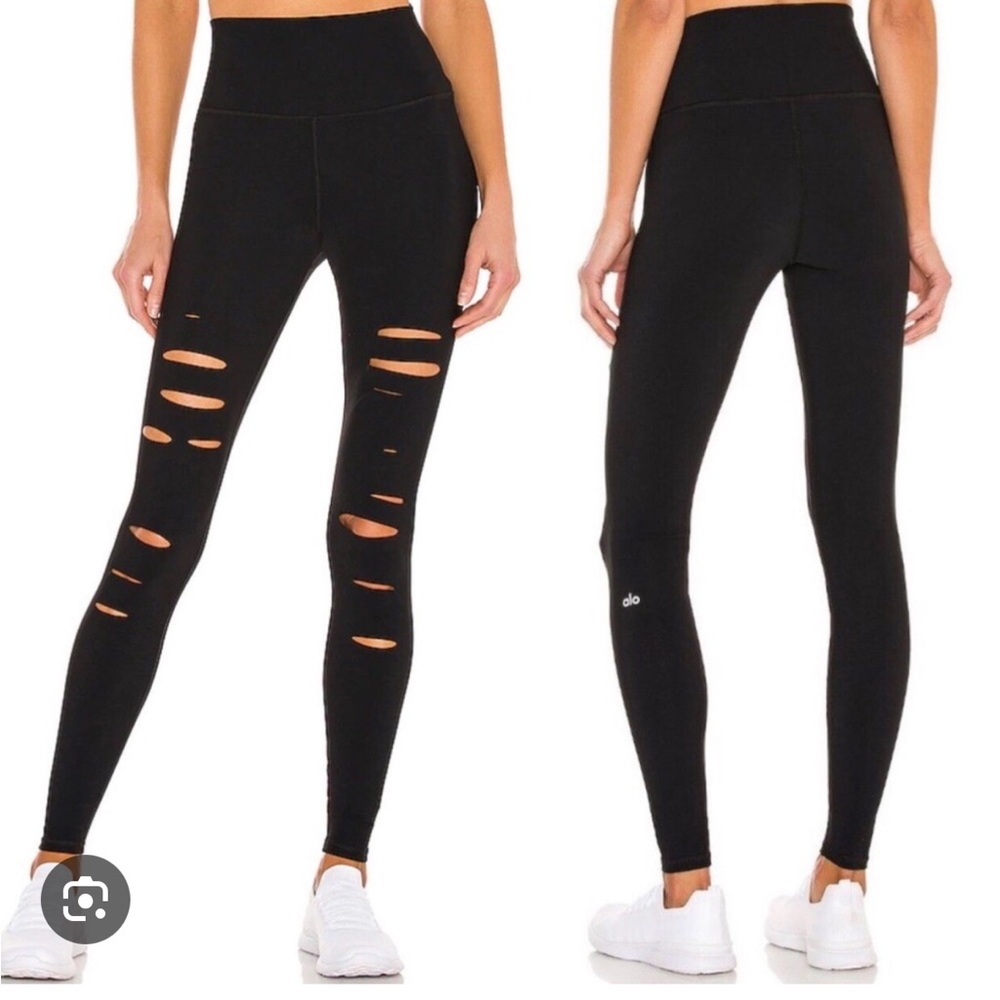 ALO Yoga High Waisted Ripped Warrior Black Legging Size XS